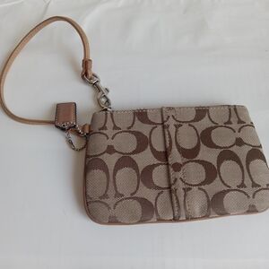 Coach Signature Brown Wristlet